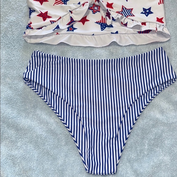 Zaful Star and Stripe Bikini - Red, Blue, White - Picture 3 of 6